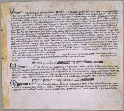 Indulgence Letter (for the expedition against the Turks and the defense of Cyprus), (Mainz, Johannes Gutenberg, 1455) by Johannes Gutenberg