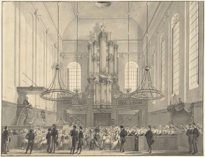 Prof. van der Palm Preaching in the Lutheran Church in The Hague for the Royal Family, 1828 by Johannes Hari (I)