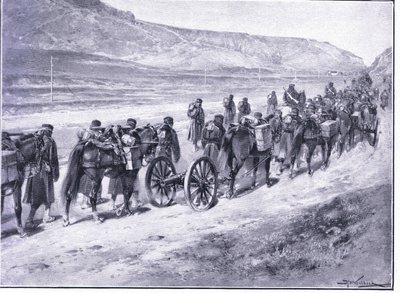 A Battery of Field Guns on Their Way to Ichon by Johannes Hermann Barend Koekkoek