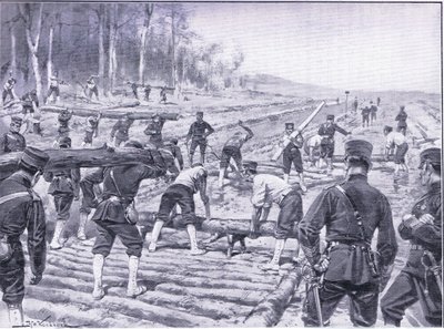 Japanese Engineers Constructing a Timber Road for Troops by Johannes Hermann Barend Koekkoek