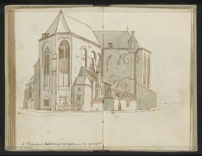 Right and Rear Side of the Pieterskerk in Utrecht by Johannes Huibert Prins