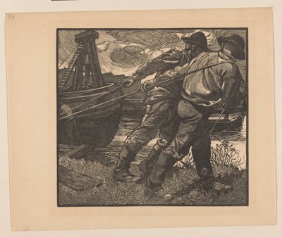 Workers with Ropes on Shore by Johannes Josephus Aarts