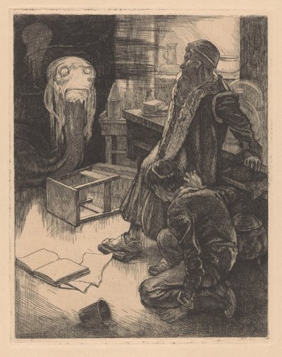 Two Men and a Monster in a Workshop by Johannes Josephus Aarts