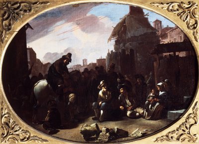 Bambocciata, Tooth puller in Piazza Navona by Johannes Lingelbach