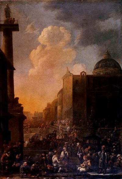 Capriccio View of a Roman Piazza by Johannes Lingelbach