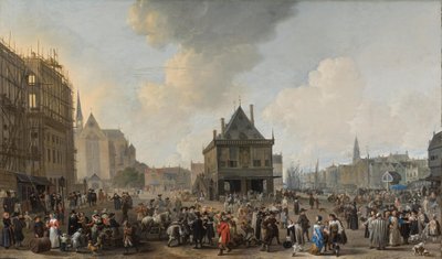 The Dam, Viewed to the North, with the Town Hall Under Construction by Johannes Lingelbach