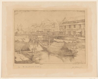 Red Bridge in the Lower Town of Surabaya in East Java by Johannes Nicolaas