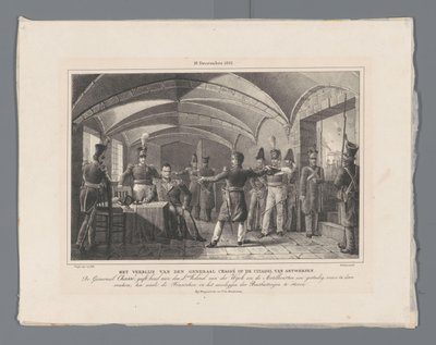 The Stay of General Chassé at the Citadel of Antwerp (18 December 1832) (Vier platen van de verdediging van de Citadel 10-18 december 1832) by Johannes Steyn