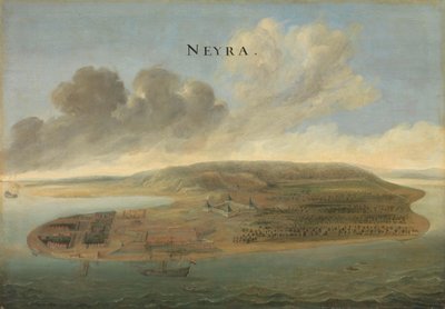 Two Views of Dutch East India Company Trading Posts: Lawec in Cambodia and Banda in the Southern Moluccas by Johannes Vinckboons (attributed to)