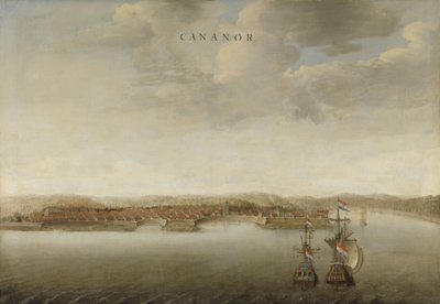 View of Cannanore on the Malabar Coast in India by Johannes Vinckeboons