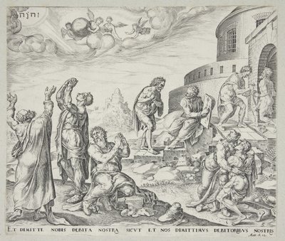 Man Asking Forgiveness and Forgiving His Debtors by Johannes Wierix