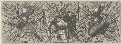 Frieze with a Helmet, Shield, and Crossed Weapons and Crossbows (Panoplia sev armamentarium) by Johannes of Lucas van Doetechum