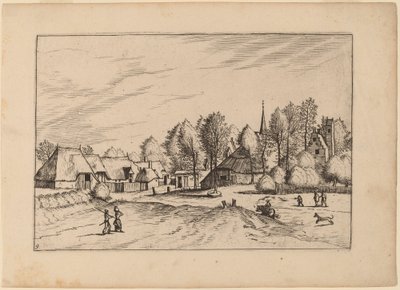 Country Village with Church Tower by Johannes van Doetechum, the Elder and Lucas