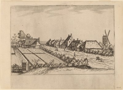Fields and a Village Road with Post Mill by Johannes van Doetechum, the Elder and Lucas