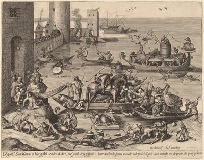 Saint Martin with His Horse in a Ship by Johannes van Doetechum, the Elder, and Lucas