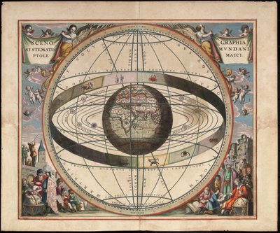 Scenography of the Ptolemaic Cosmography from Andreas Cellarius Harmonia Macrocosmica by Johannes van Loon