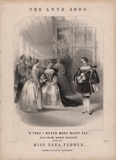 The Lute Song from Anna Bolena by Donizetti (colour litho) by John (after) Brandard
