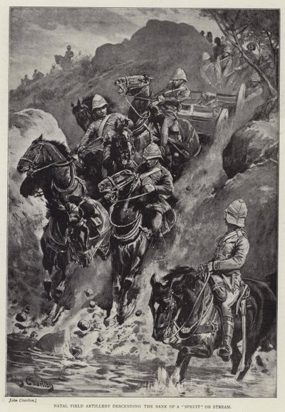 Natal Field Artillery descending the Bank of a 