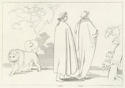 Entering the Dark Wood, Inferno, Canto 1 by John (after) Flaxman