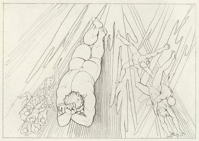 Lucifer, Purgatory, Canto 12 by John (after) Flaxman