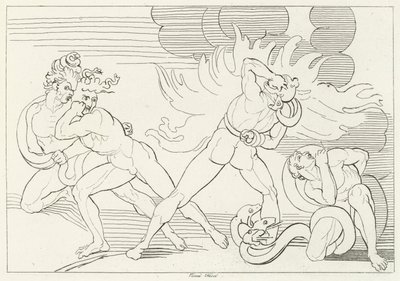 The Fiery Serpents, Inferno, Canto 24 by John (after) Flaxman