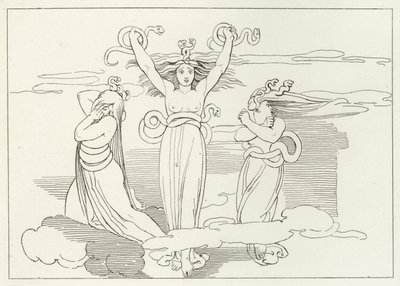 The Furies, Inferno, Canto 9 by John (after) Flaxman
