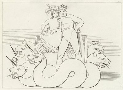 The Intrigues of the Church, Purgatory, Canto 32 by John (after) Flaxman