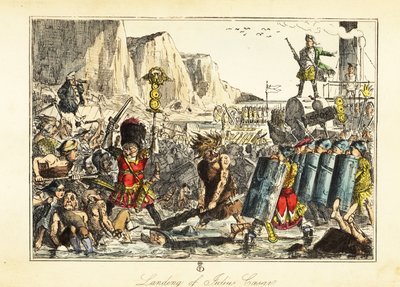 A Standard-bearer of the 10th Legion in Bearskin Leads Roman Infantry onto a Beach at Sandwich, 54BC by John (after) Leech