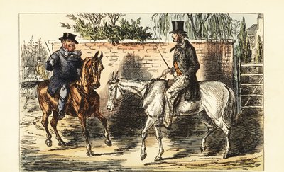 English gentleman on an old nag rejected by a man on a bay horse by John (after) Leech
