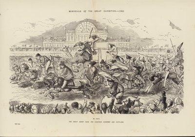 Memorials of the Great Exhibition 1851, The Great Derby Race for Eighteen Hundred and Fifty-One by John (after) Leech