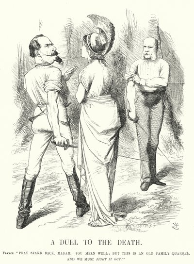 A Duel to the Death - the Franco-Prussian War (engraving) by John (after) Tenniel
