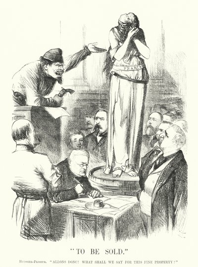 Punch cartoon: To Be Sold - The Paris Commune by John (after) Tenniel