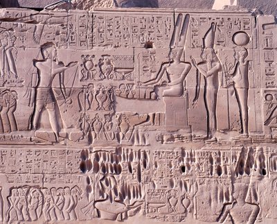 Karnak Temple Complex, Precinct of Amun-Re, Great Hypostyle Hall, North wall, Relief with Seti I war scenes in Syria and Palestine, (detail) by Walter Charles Mills