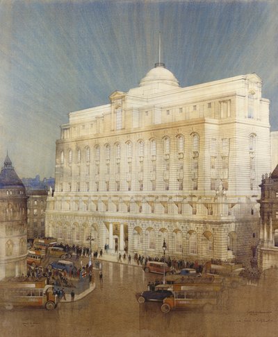 Architectural design for the Headquarters of the Midland Bank, Poultry, London by John A. and Saunders, Charles Gotch