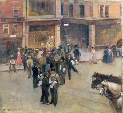 Waiting to Hear the Results (Great Notts. v. Surrey Match, Nottingham, August 1892) by John Alfred Arnesby Brown