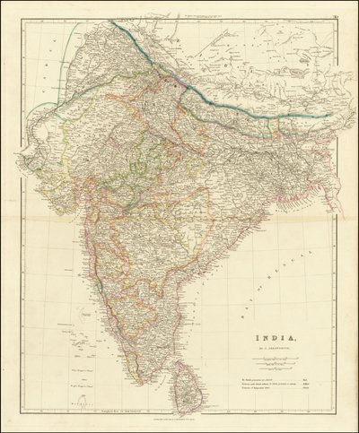 1832 Map of India by John Arrowsmith