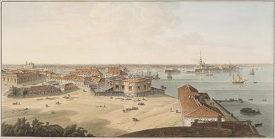 View to the Spit of Vasilyevsky Island and Peter and Paul Fortress by John Augustus Atkinson