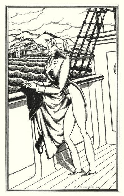Illustration for Don Juan by Lord Byron: "Adieu, Adieu! My native shore" by John Austen