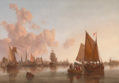 Sailing Boats and Barges on a Dutch(?) Estuary by John Berney Crome