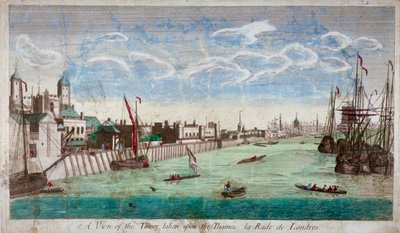 View of the Tower of London with boats on the River Thames by John Boydell