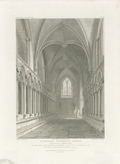 Interior of Lichfield Cathedral - Vestibule of Chapter House (engraving) by John Britton