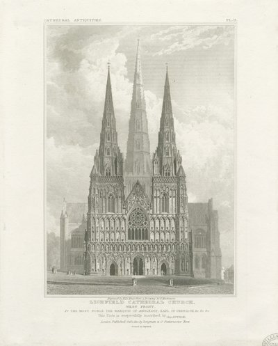 Lichfield Cathedral - West Front by John Britton