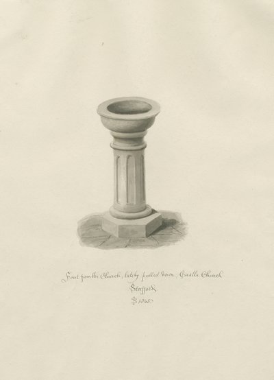 Castle Church - Font in Church by John Buckler