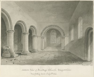 Interior of Armitage Church, 6 Jul 1844 by John Buckler
