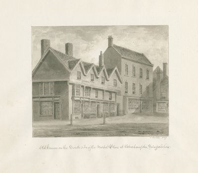 Wolverhampton - Old Houses on the South Side of the Market Place by John Buckler
