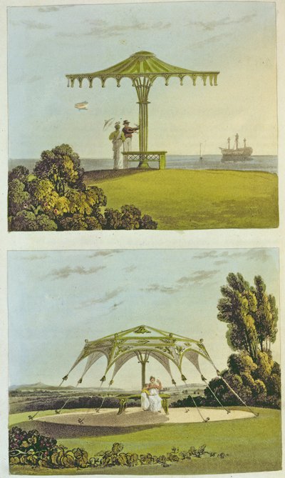 Two Ornate Covered Garden Seats from 