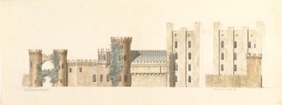 North Aspects of Lea Castle and West Aspect of Wolverly, Cookly, Worcestershire by John Carter.