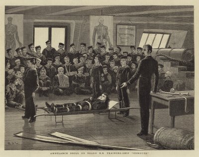 Ambulance Drill on Board HM Training-Ship Exmouth by John Charles Dollman