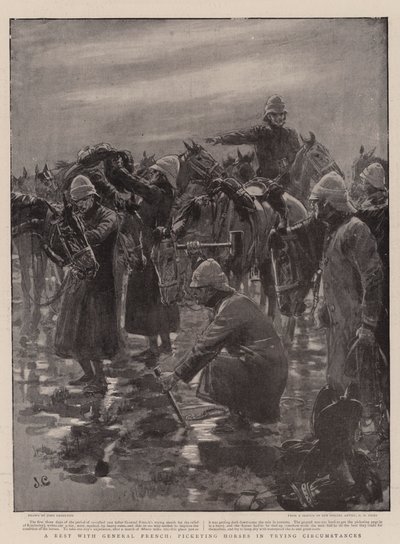 A Rest with General French, picketing Horses in Trying Circumstances by John Charlton