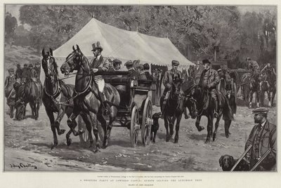 A Shooting Party at Lowther Castle, Guests leaving the Luncheon Tent by John Charlton